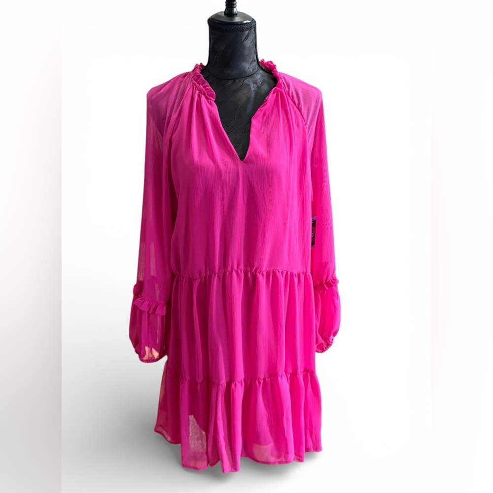 Vince Camuto Pink Tiered Babydoll Dress NWT Size Large - Picture 2 of 7